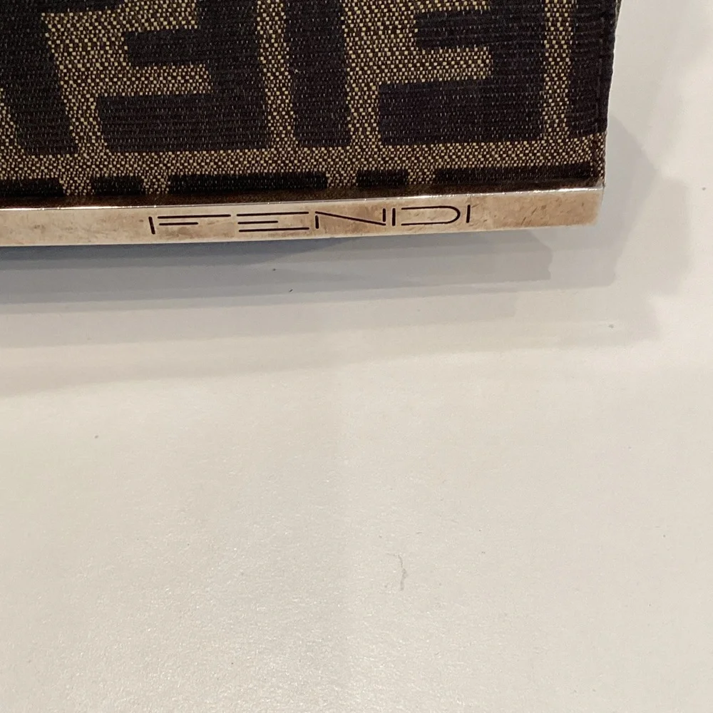 Fendi FF Zucca Canvas Clutch Shoulder Bag in Brown - Picture 2 of 4